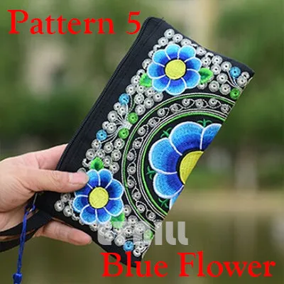 Hmong Thai Indian Embroidered Wristlet Bag Clutch Purse Boho Ethnic Phone Money Bag Famous Top Brand Clutches Embrague Bolsos de