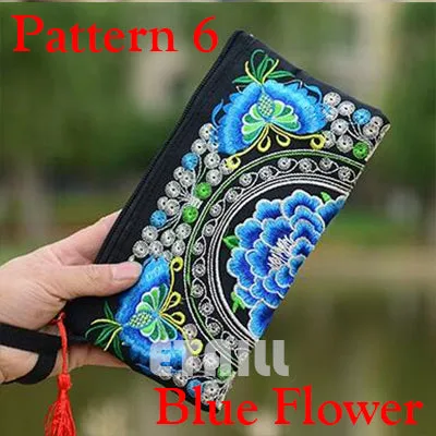 Hmong Thai Indian Embroidered Wristlet Bag Clutch Purse Boho Ethnic Phone Money Bag Famous Top Brand Clutches Embrague Bolsos de