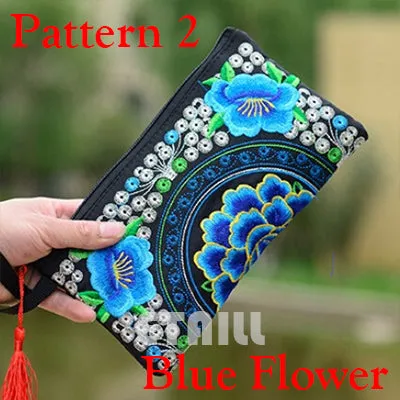 Hmong Thai Indian Embroidered Wristlet Bag Clutch Purse Boho Ethnic Phone Money Bag Famous Top Brand Clutches Embrague Bolsos de