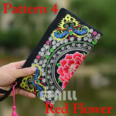 Hmong Thai Indian Embroidered Wristlet Bag Clutch Purse Boho Ethnic Phone Money Bag Famous Top Brand Clutches Embrague Bolsos de