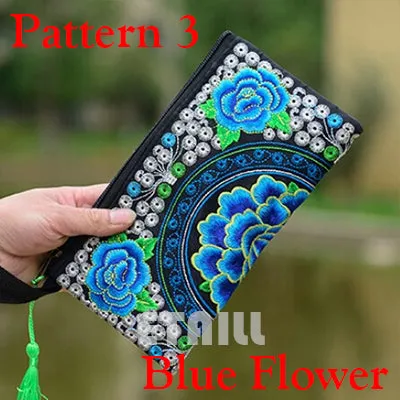 Hmong Thai Indian Embroidered Wristlet Bag Clutch Purse Boho Ethnic Phone Money Bag Famous Top Brand Clutches Embrague Bolsos de