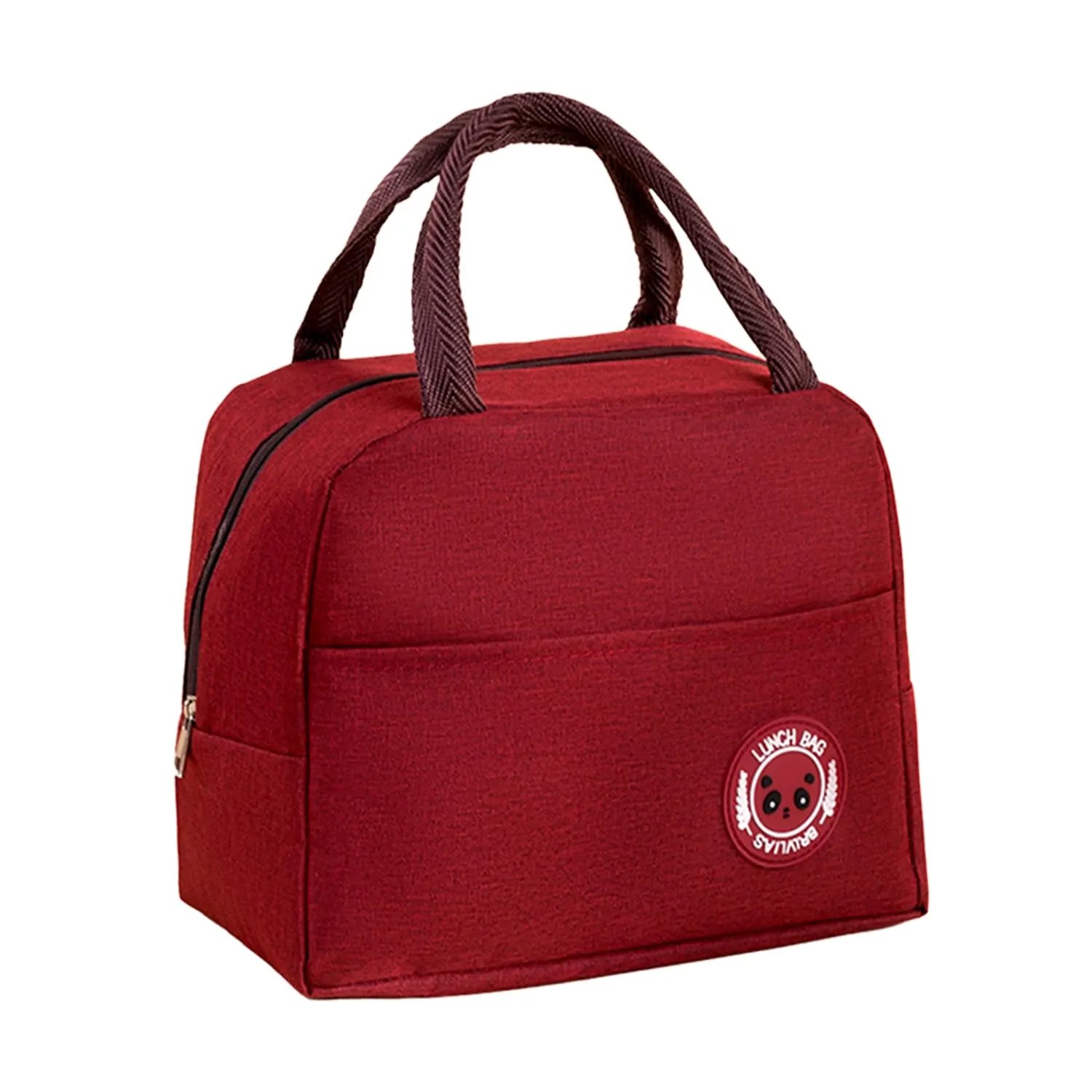 Kuber Industries Lunch Bag | Lunch Bag for Office | Lunch Bag for College | Reusable Lunch Bag | Lunch Bag for Adults | Tiffin Lunch Bag with Handle | Plain | LYN12-RED | Red