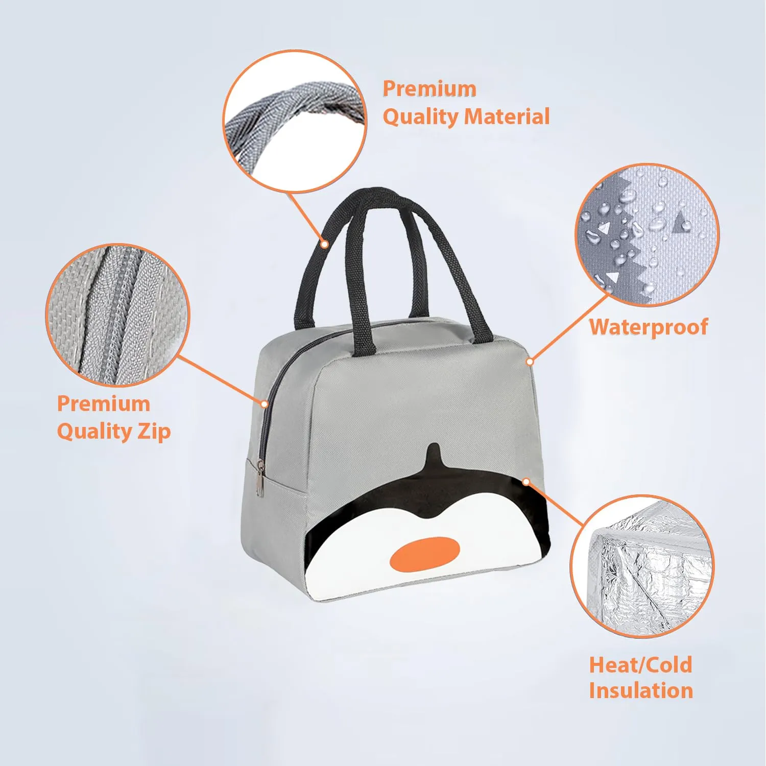 Kuber Industries Pack of 2 Lunch Bag | Lunch Bag for Office | Lunch Bag for College | Reusable Lunch Bag | Lunch Bag for Adults | Tiffin Lunch Bag with Handle | Printed | LYN11-GRY | Grey
