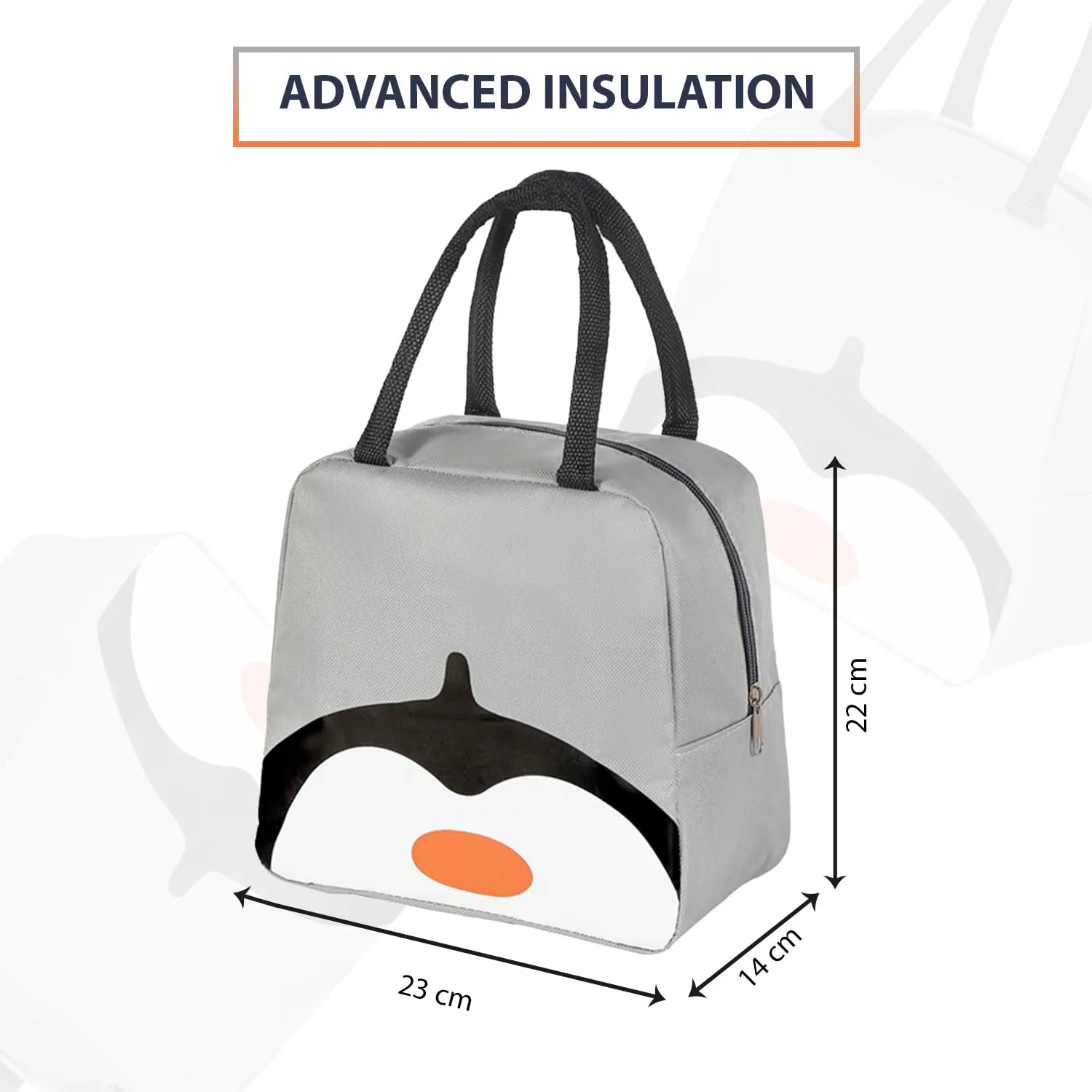 Kuber Industries Pack of 2 Lunch Bag | Lunch Bag for Office | Lunch Bag for College | Reusable Lunch Bag | Lunch Bag for Adults | Tiffin Lunch Bag with Handle | Printed | LYN11-GRY | Grey