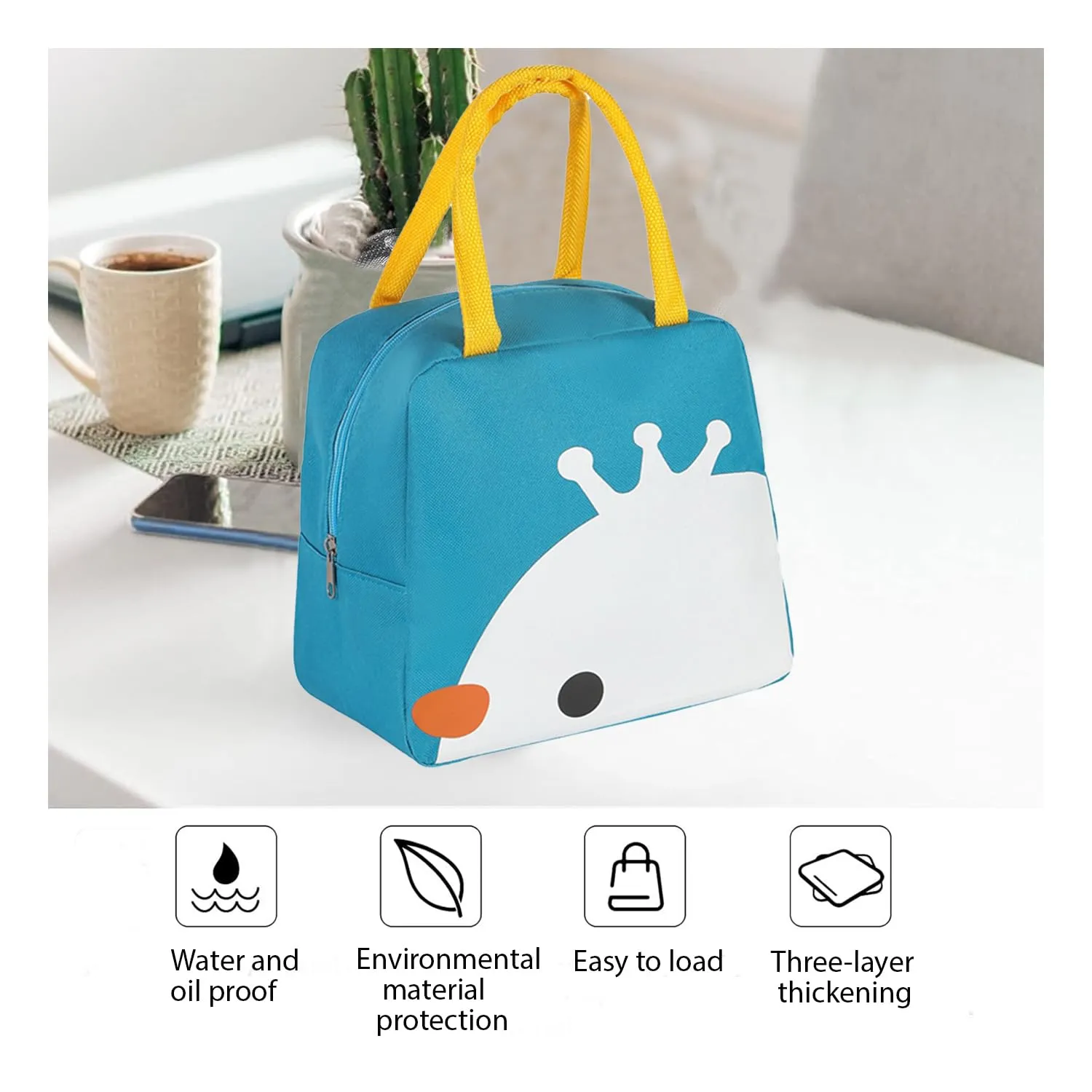 Kuber Industries Pack of 2 Lunch Bag | Lunch Bag for Office | Lunch Bag for College | Reusable Lunch Bag | Lunch Bag for Adults | Tiffin Lunch Bag with Handle | Printed | LYN11-TQE | Turquoise