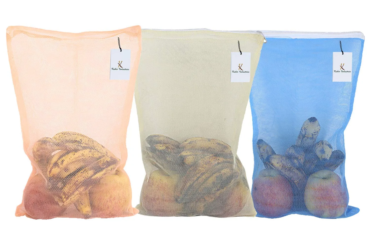 Kuber Industries Plain Deisgn 12 Piece Microfiber Reusable Mesh Fridge Bag ,CTKNEW224