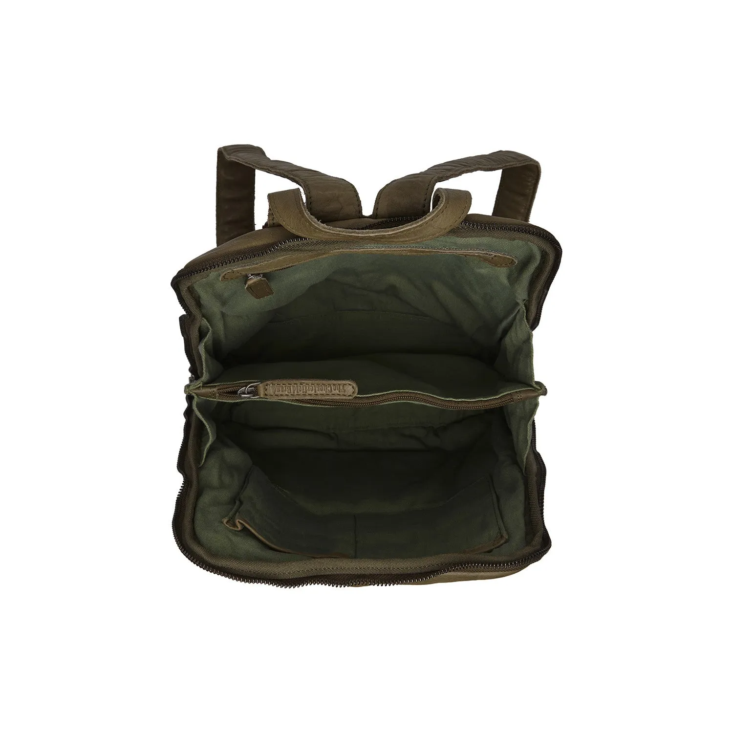 Leather Backpack Olive Green Bern