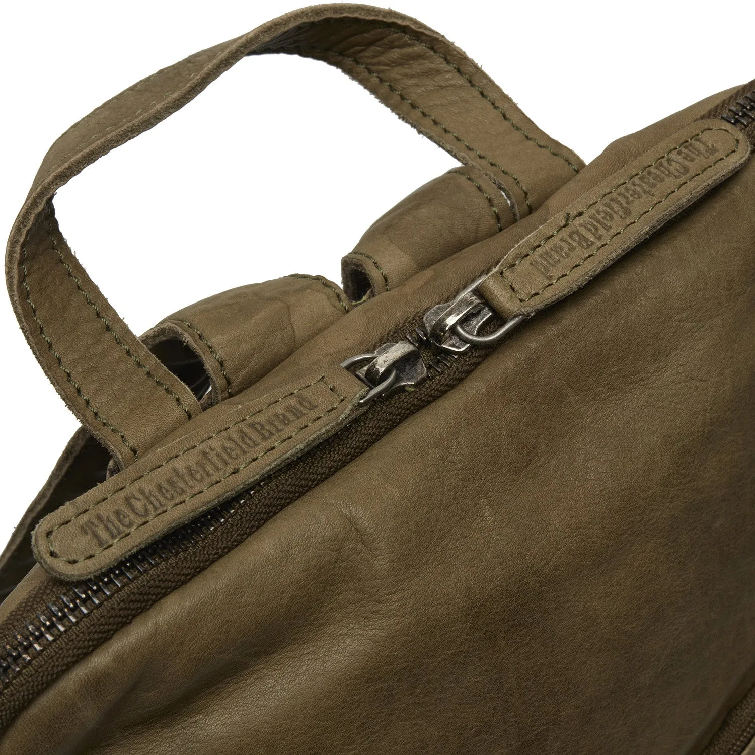 Leather Backpack Olive Green Bern