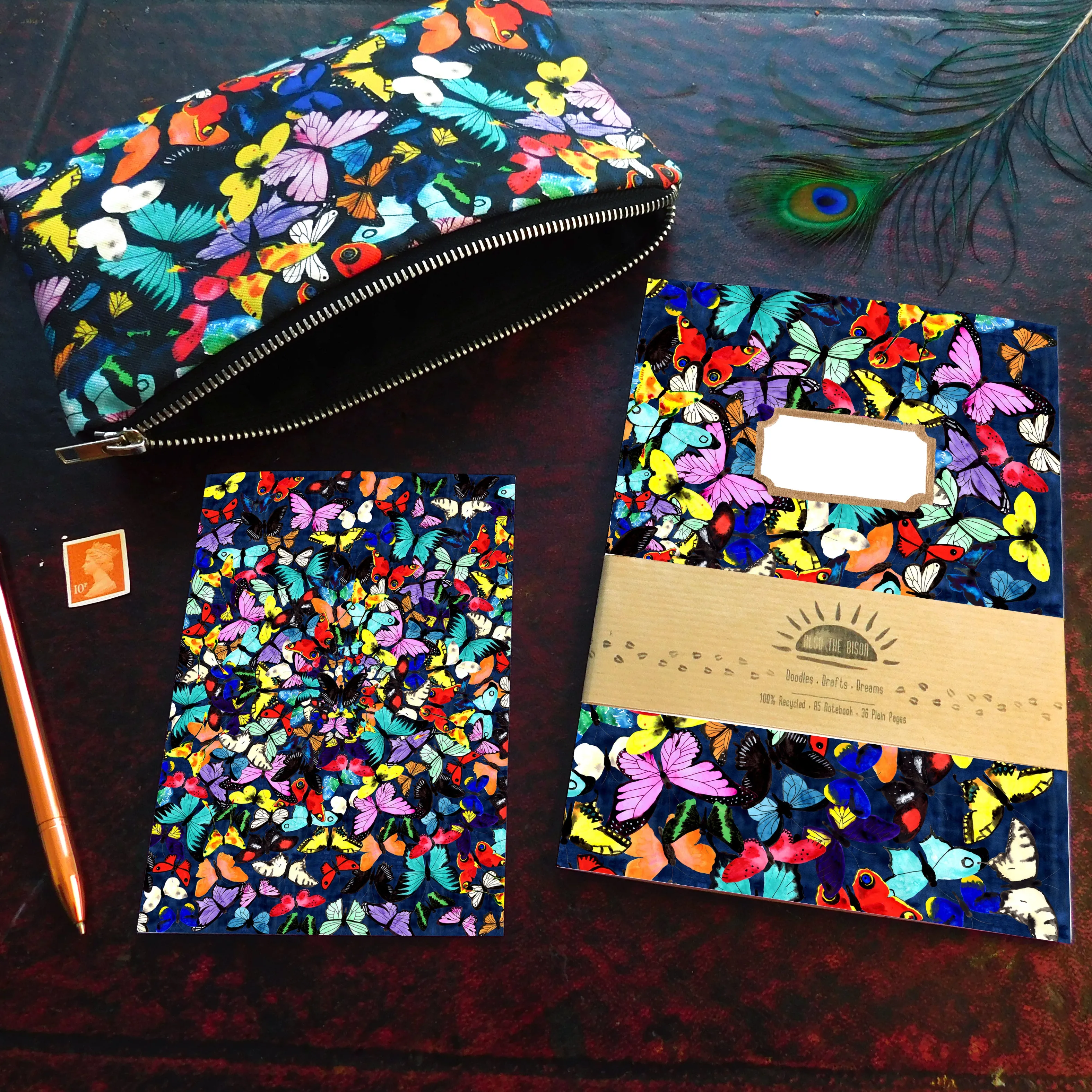 Lepidoptera Butterfly Print Pouch Bag