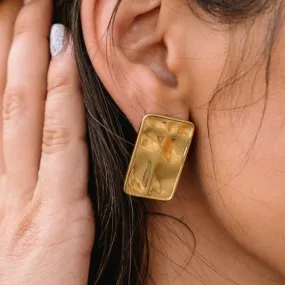 London Textured Gold Rectangle Earrings Brenda Grands