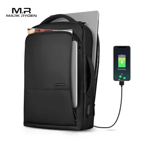 Mark Ryden Travel Backpack Large Capacity Teenager Male Mochila Anti-thief Bag USB Charging 15.6 inch Laptop Backpack Waterproof (Black 15 Inches)