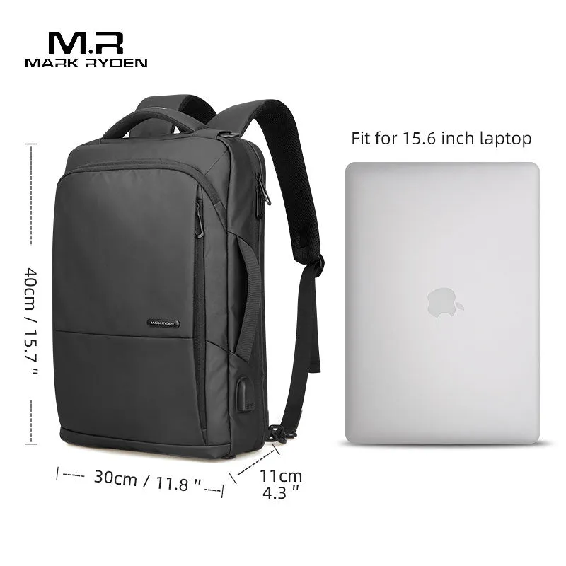 Mark Ryden Travel Backpack Large Capacity Teenager Male Mochila Anti-thief Bag USB Charging 15.6 inch Laptop Backpack Waterproof (Black 15 Inches)