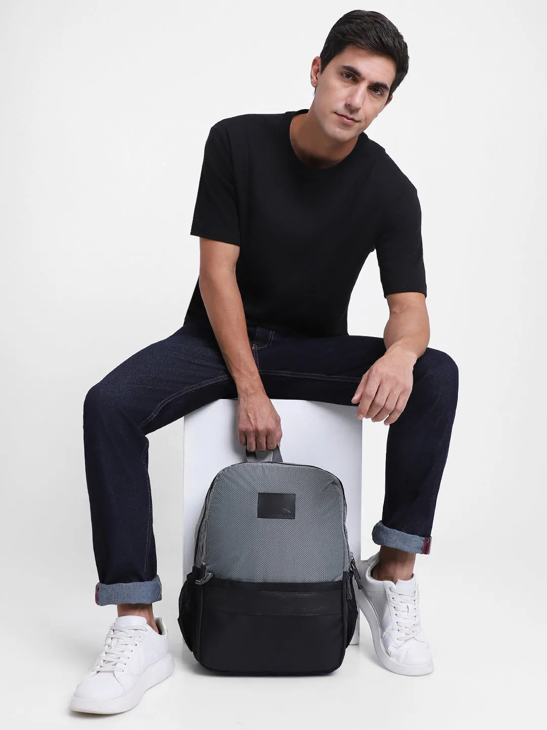 Men's Black Water Repellent Travel Backpack with adjustable shoulder strap