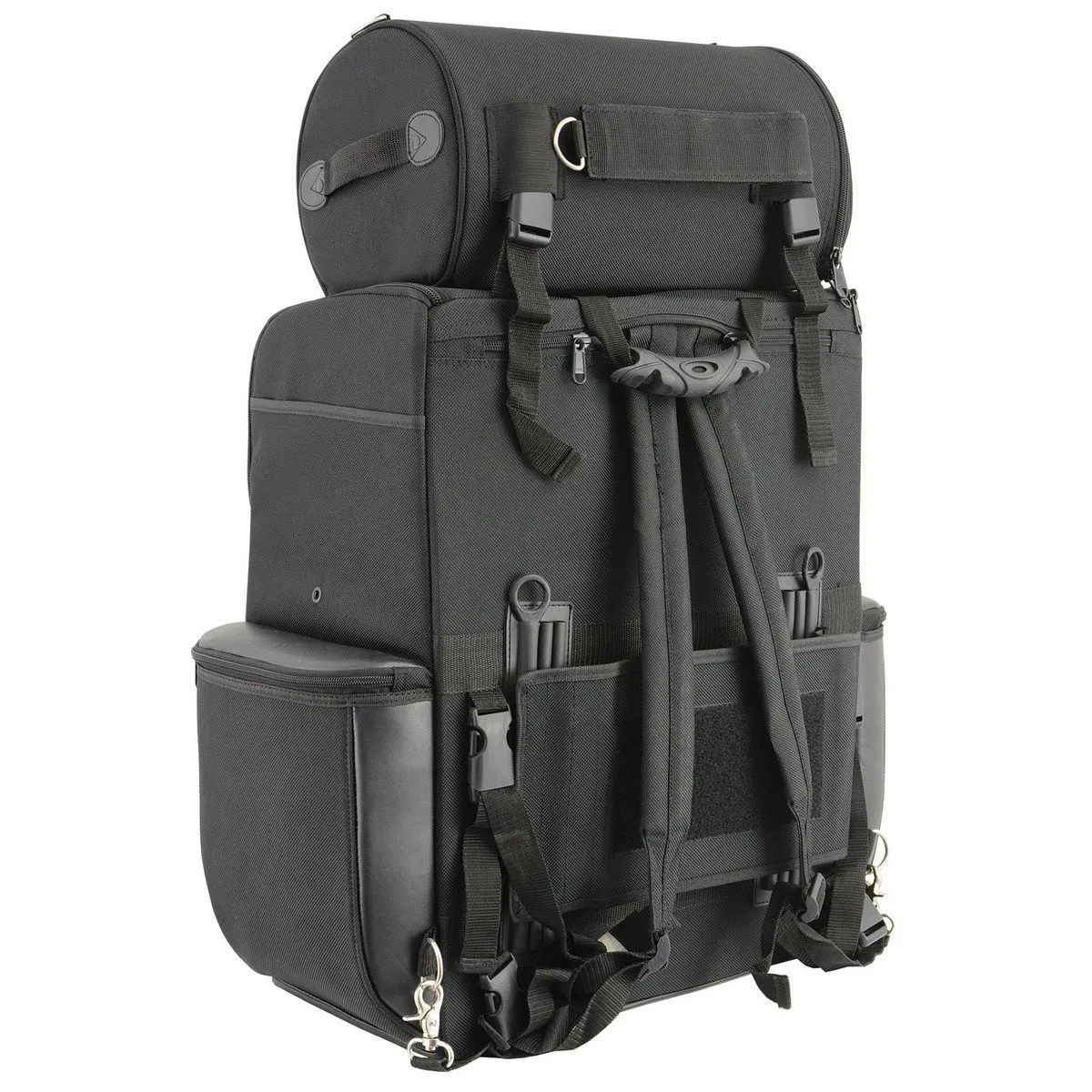 Milwaukee Leather SH605S Large Black 'Studded' Textile and PVC 2 Piece Touring Sissy Bar Motorcycle Bag