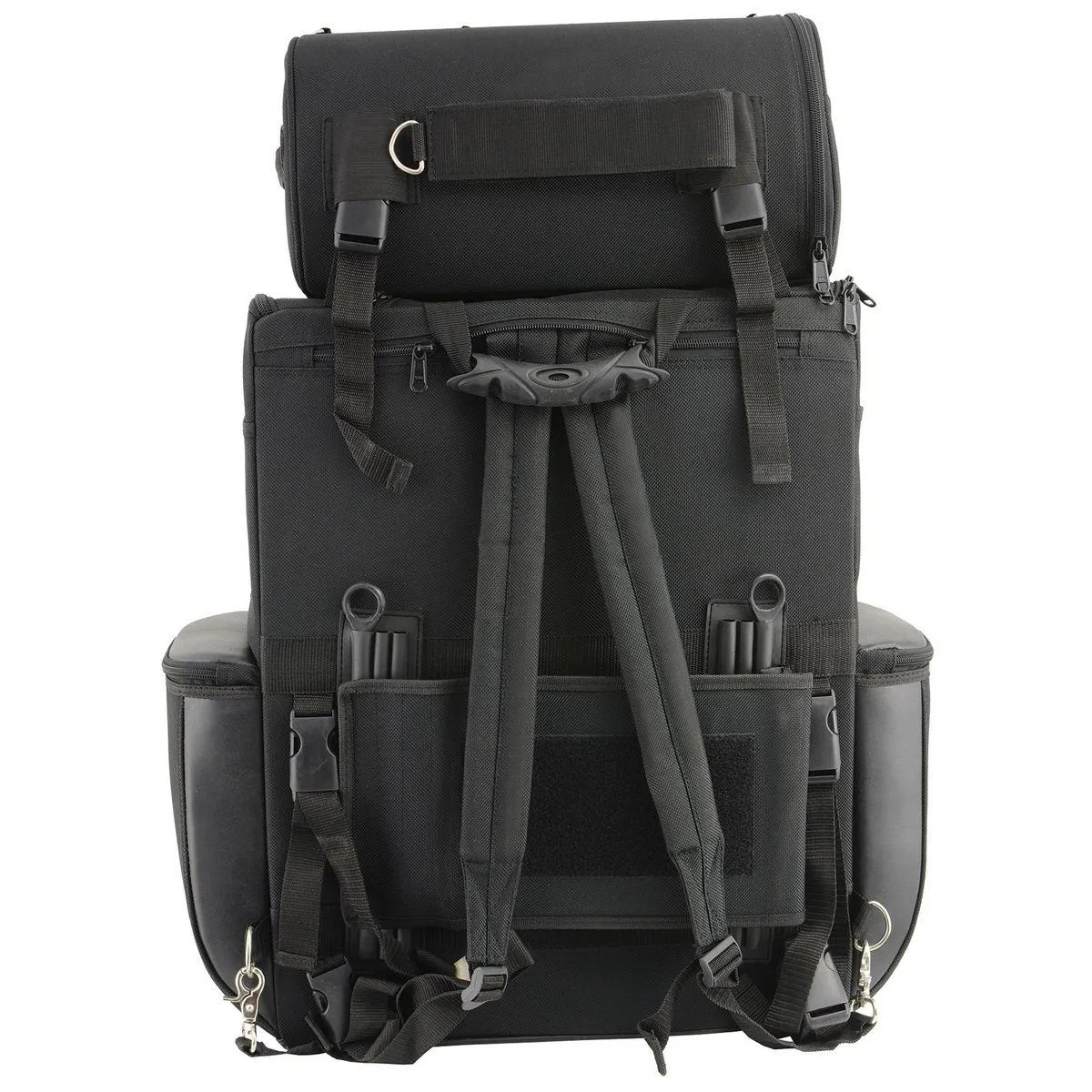Milwaukee Leather SH605S Large Black 'Studded' Textile and PVC 2 Piece Touring Sissy Bar Motorcycle Bag