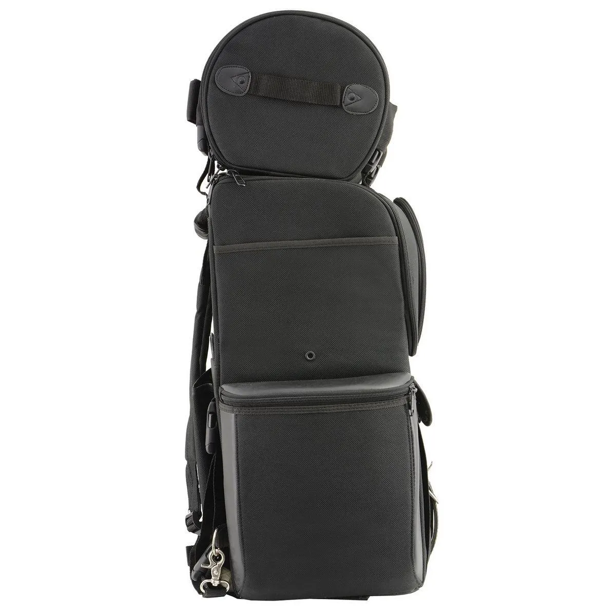 Milwaukee Leather SH605S Large Black 'Studded' Textile and PVC 2 Piece Touring Sissy Bar Motorcycle Bag