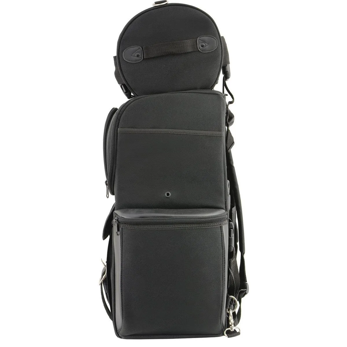 Milwaukee Leather SH605S Large Black 'Studded' Textile and PVC 2 Piece Touring Sissy Bar Motorcycle Bag