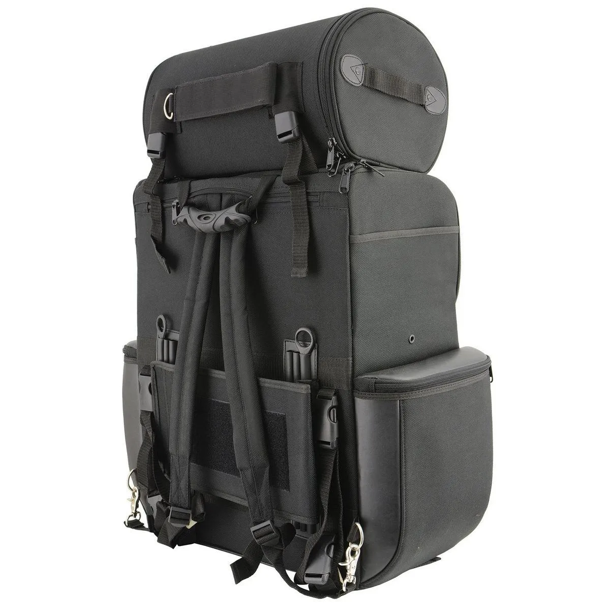 Milwaukee Leather SH605S Large Black 'Studded' Textile and PVC 2 Piece Touring Sissy Bar Motorcycle Bag