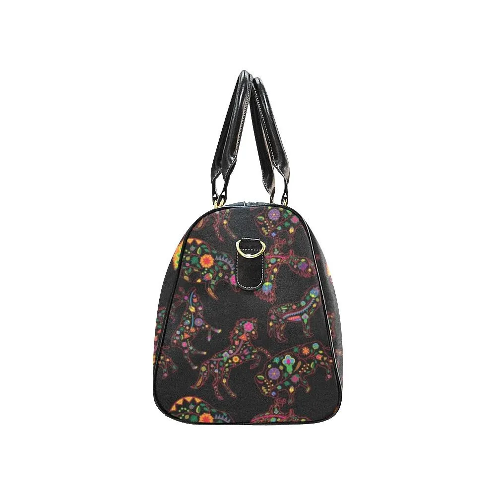 Neon Floral Animals Waterproof Travel Bag/Small
