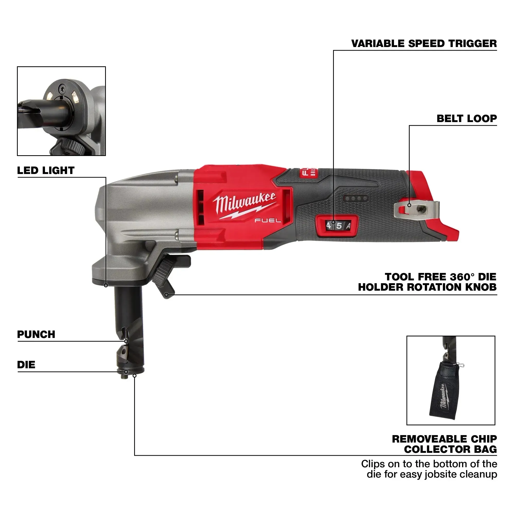 Nibbler - Milwaukee M12 FUEL™ 16 Gauge Variable Speed Nibbler, 2476-20