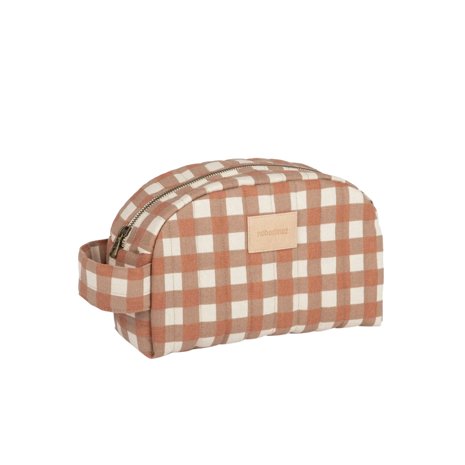 Nobodinoz Vanity Case Toiletry Bag Waterproof | Terracotta checks