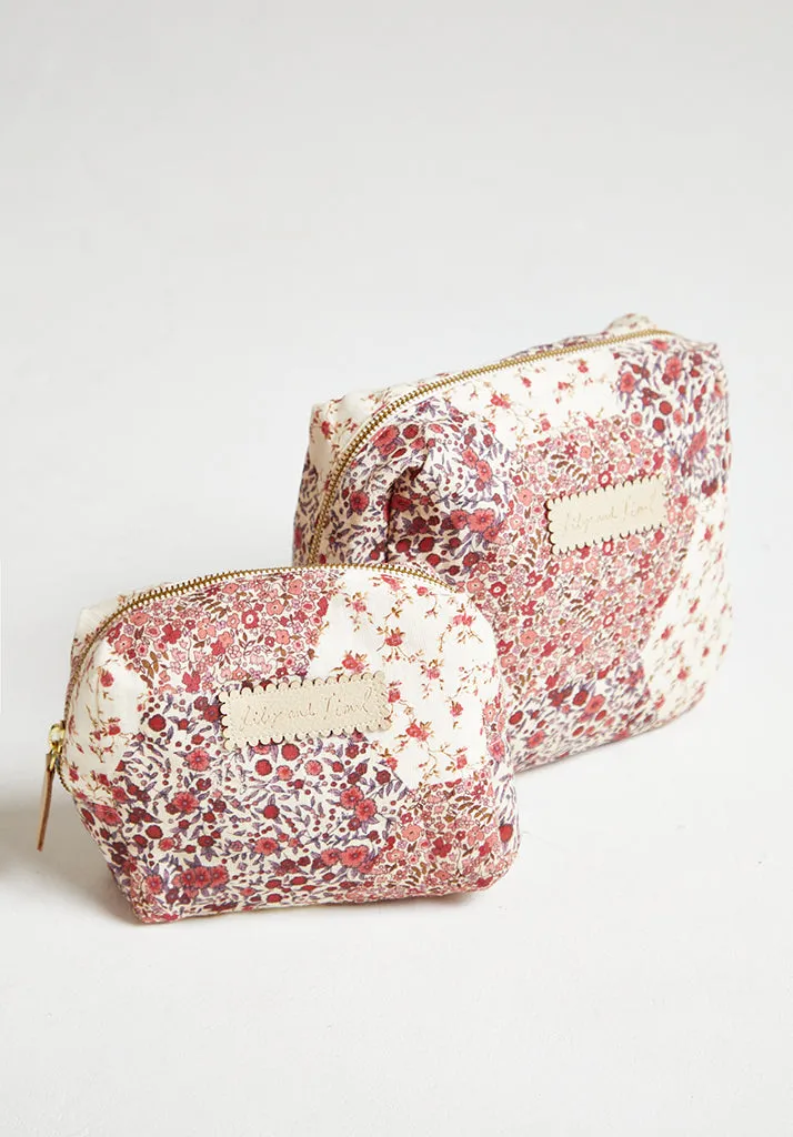 Nola Aster Patchwork Print Wash Bag In Pink