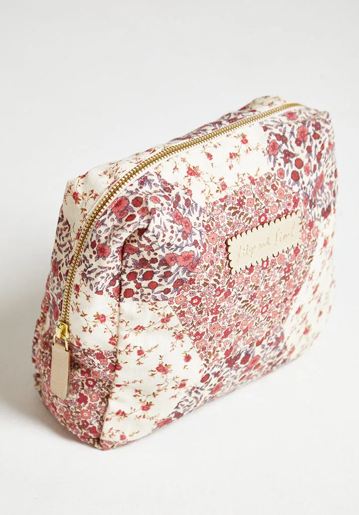 Nola Aster Patchwork Print Wash Bag In Pink