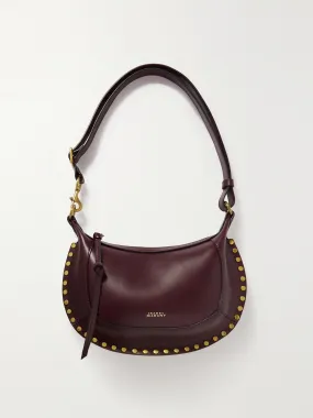 Oskan Moon studded leather shoulder bag in Burgundy