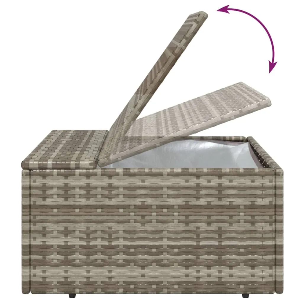 Patio Footrest with Cushion Gray 21.7"x21.7"x11.8" Poly Rattan