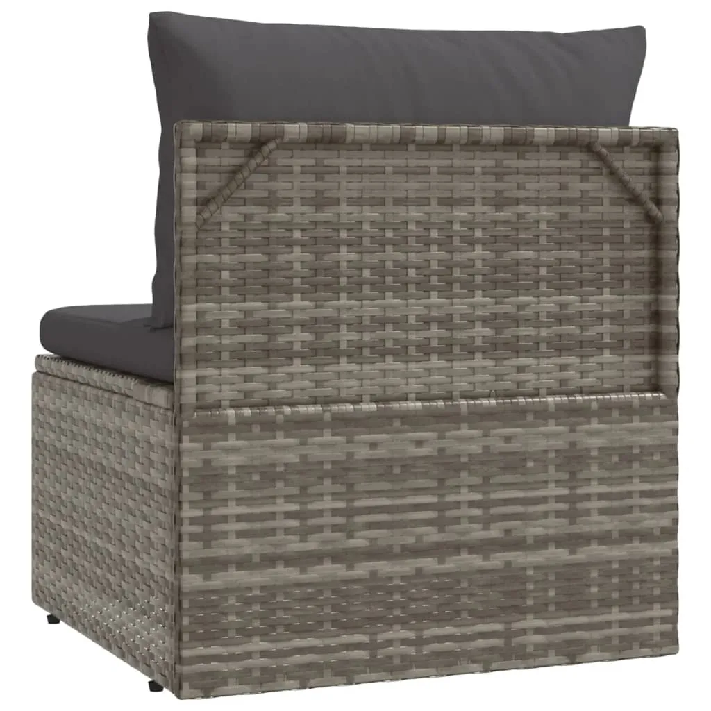 Patio Middle Sofa with Cushion Gray 22.4"x22.4"x22" Poly Rattan