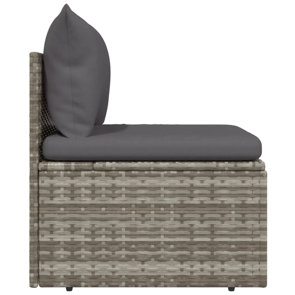 Patio Middle Sofa with Cushion Gray 22.4"x22.4"x22" Poly Rattan