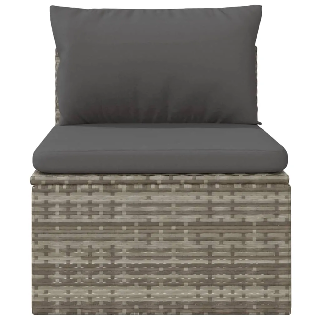 Patio Middle Sofa with Cushion Gray 22.4"x22.4"x22" Poly Rattan