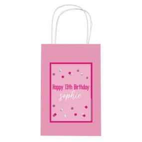 Personalised Glitz Pink Paper Party Bags - Pack of 12