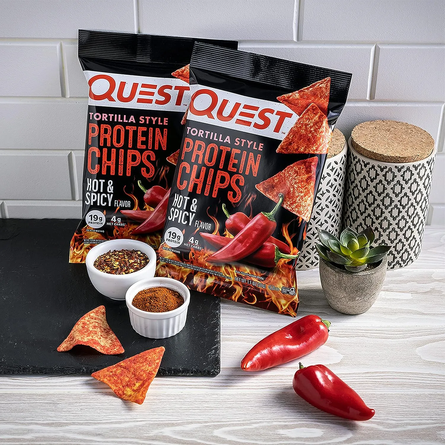 Quest Nutrition - Tortilla Protein Chips - Hot & Spicy - Box of 8