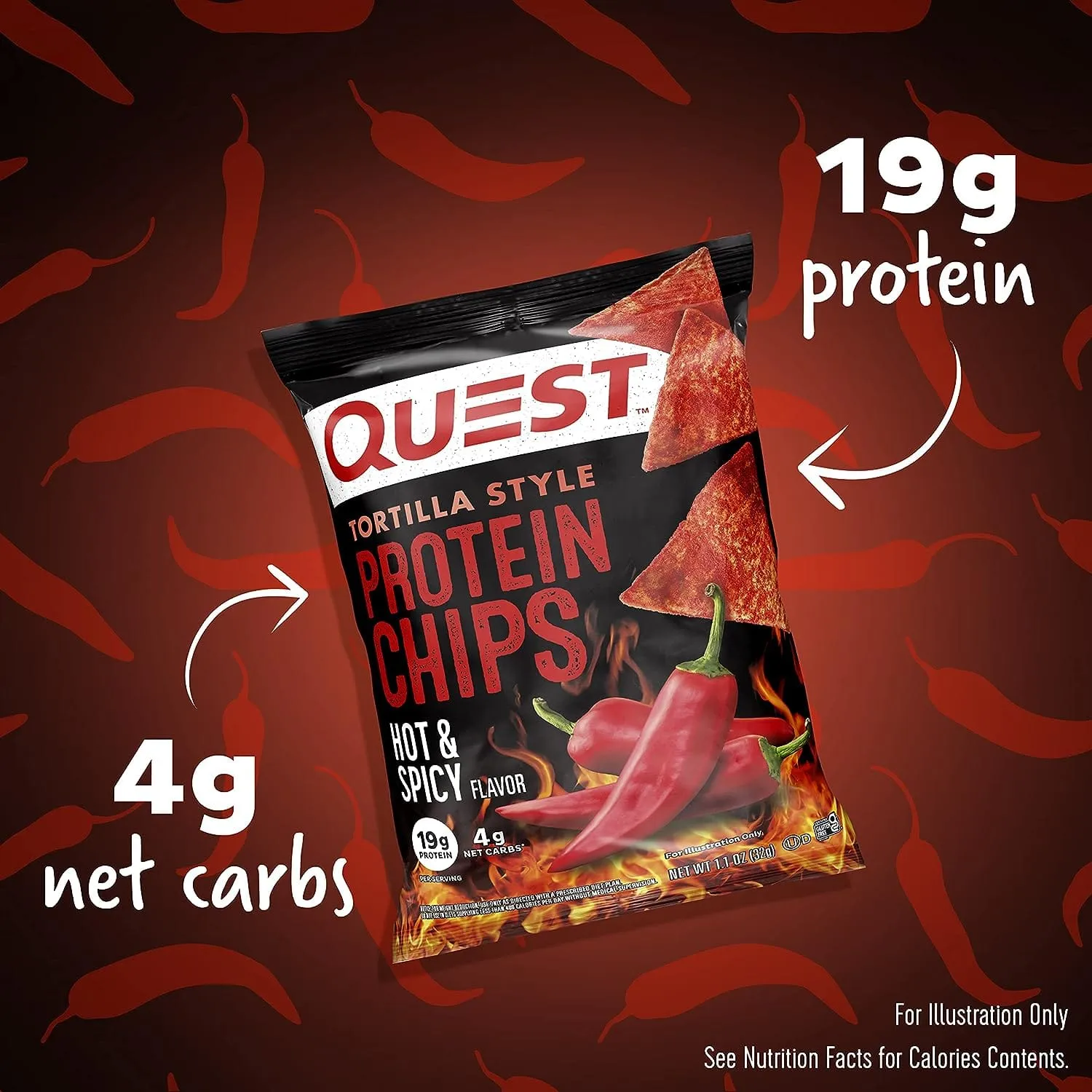 Quest Nutrition - Tortilla Protein Chips - Hot & Spicy - Box of 8