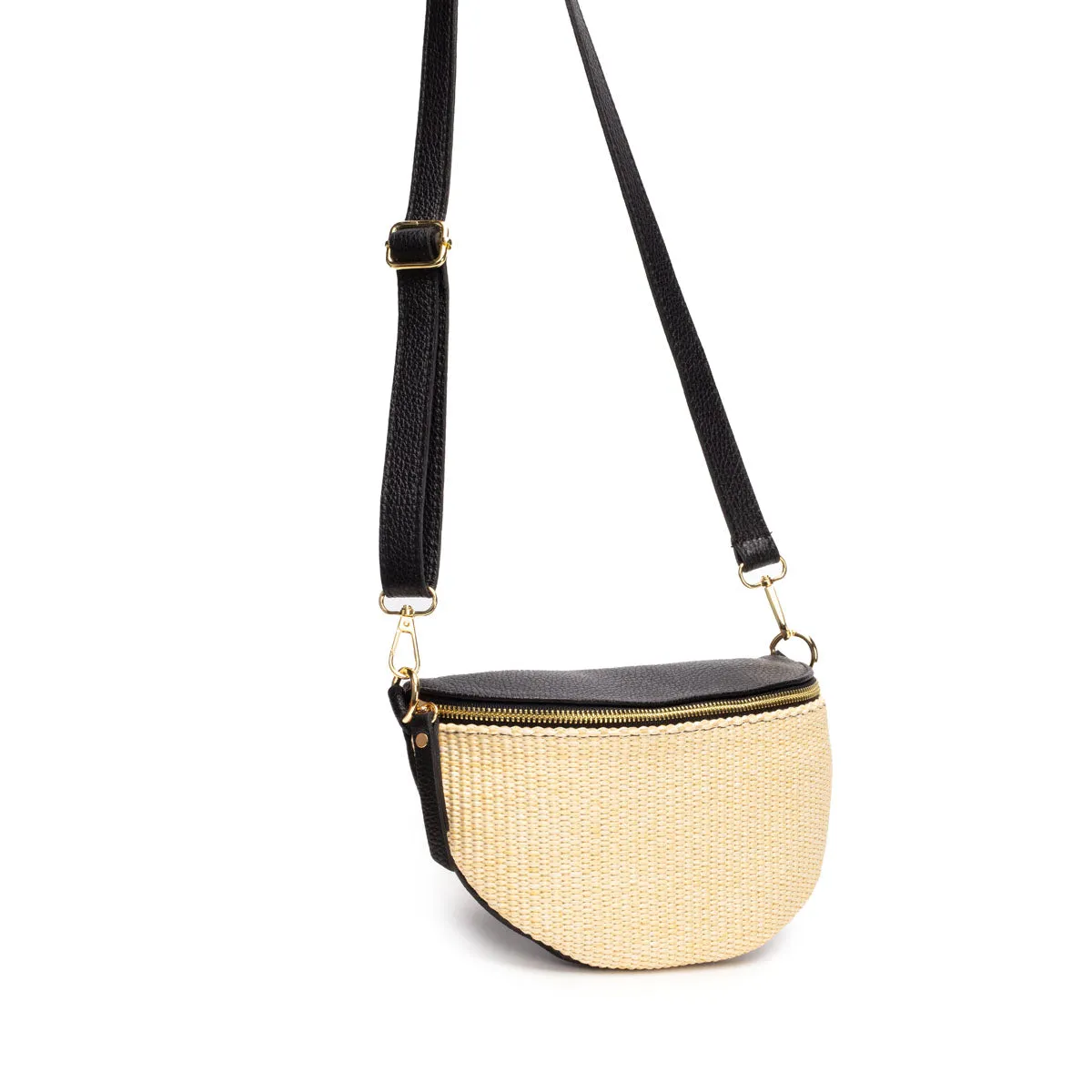 Raffia Sling Bag Black