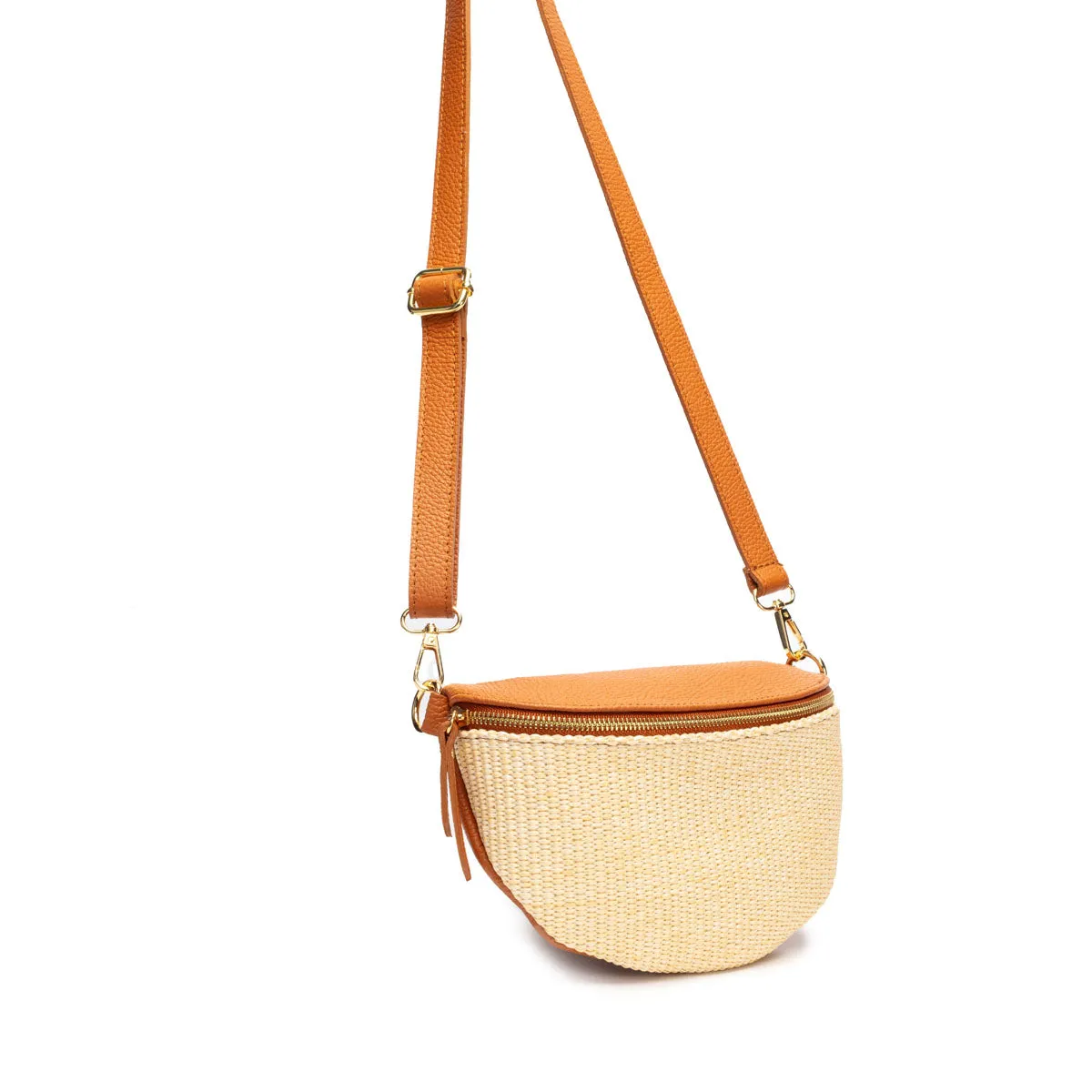 Raffia Sling Bag Camel