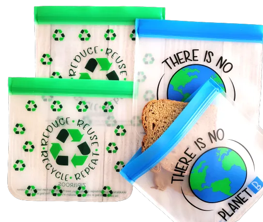 Reusable 4-piece Sandwich Bag Set - "Earth Friends"