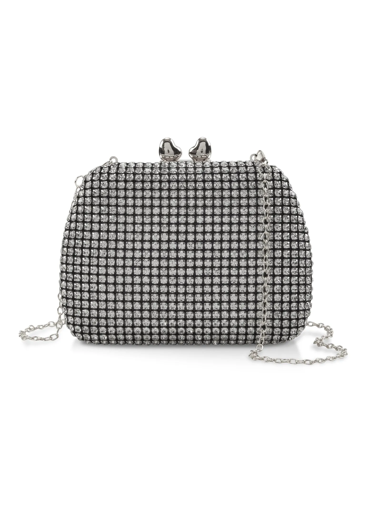 Rhinestone Studded Chain Strap Mini Crossbody Clutch