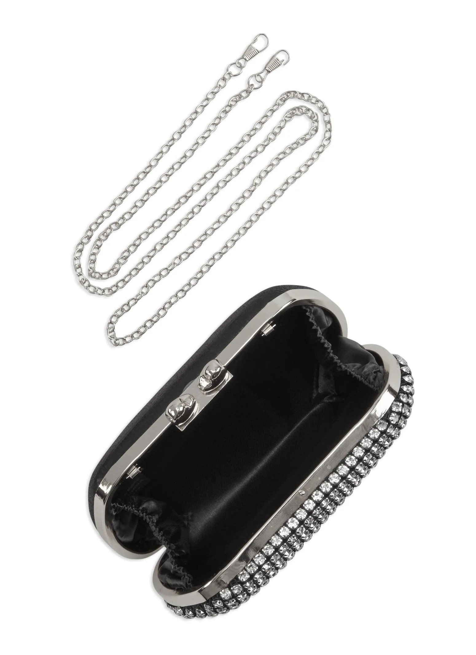 Rhinestone Studded Chain Strap Mini Crossbody Clutch