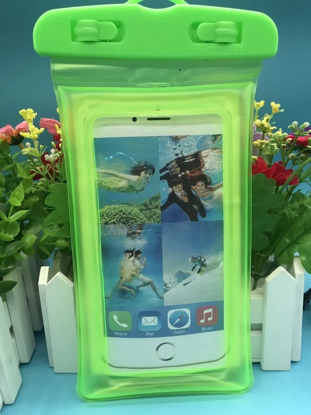 Runseeda 6Inch Floating Airbag Swimming Bag Waterproof Mobile Phone Pouch Cell Phone Case For Swim Diving Surfing Beach Use