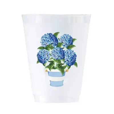 Shatterproof Cups - Hydrangeas Striped Pot