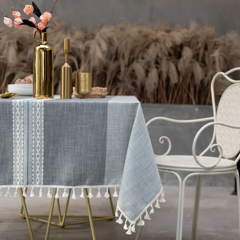 Simple Cotton and Linen round Tablecloth Imitation Cotton and Linen Rectangular Table Cloth