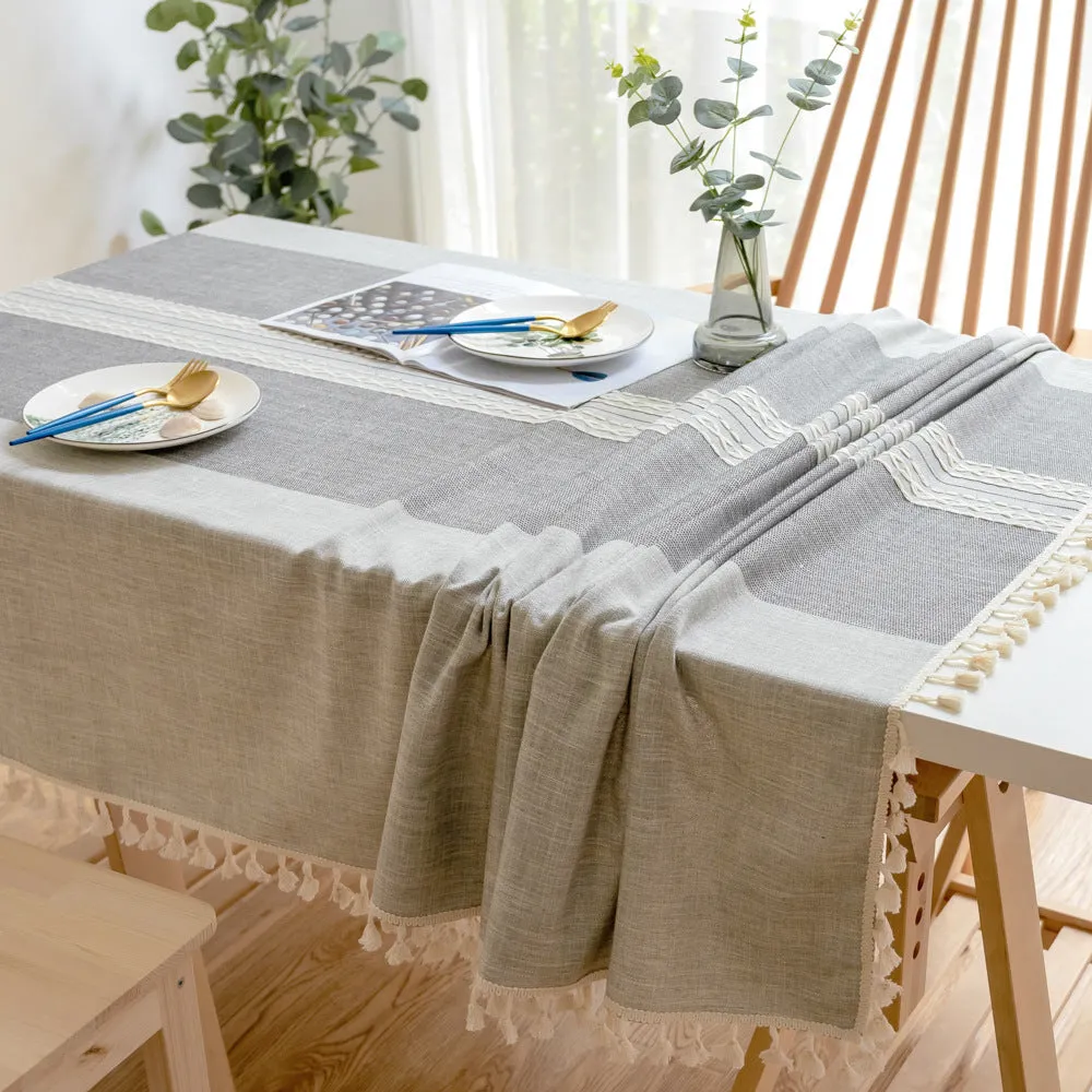 Simple Cotton and Linen round Tablecloth Imitation Cotton and Linen Rectangular Table Cloth
