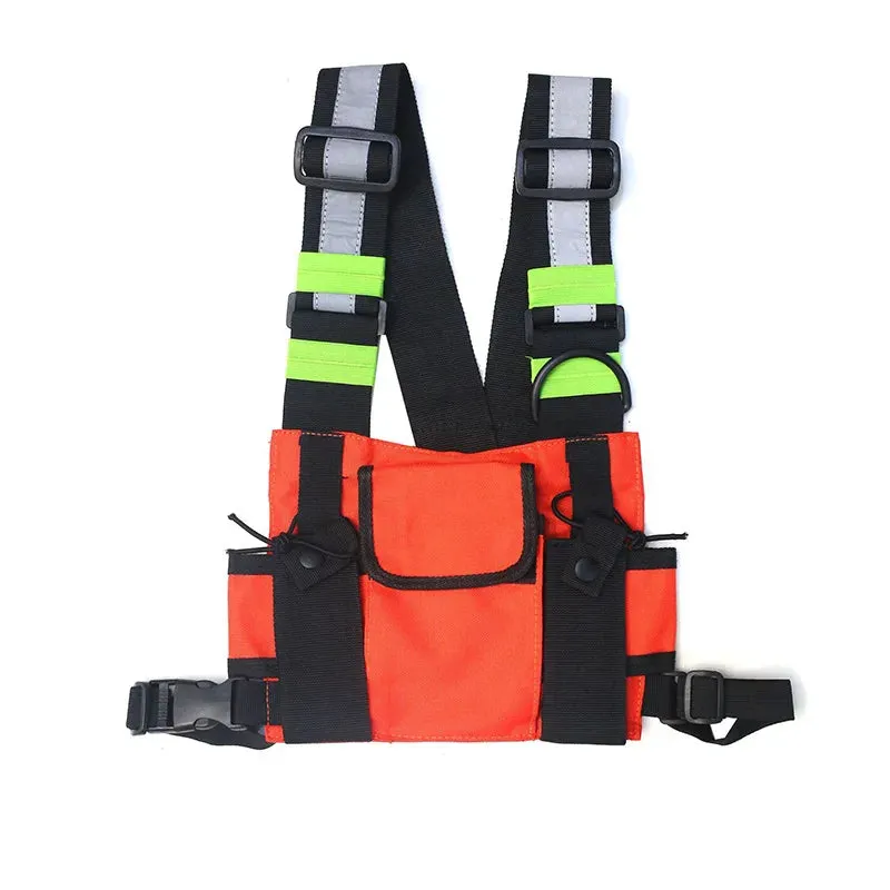 Sohiwoo Streetwear Vest Chest Bag Multi-Pockets Reflective Hip Hop Bag Belt Bag Pouch Packs Men Women Crossbody 4 Colors