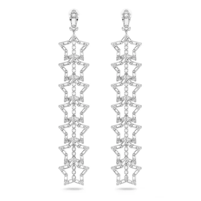 Stella Clip Star White Rhodium Plated Earrings 5617756