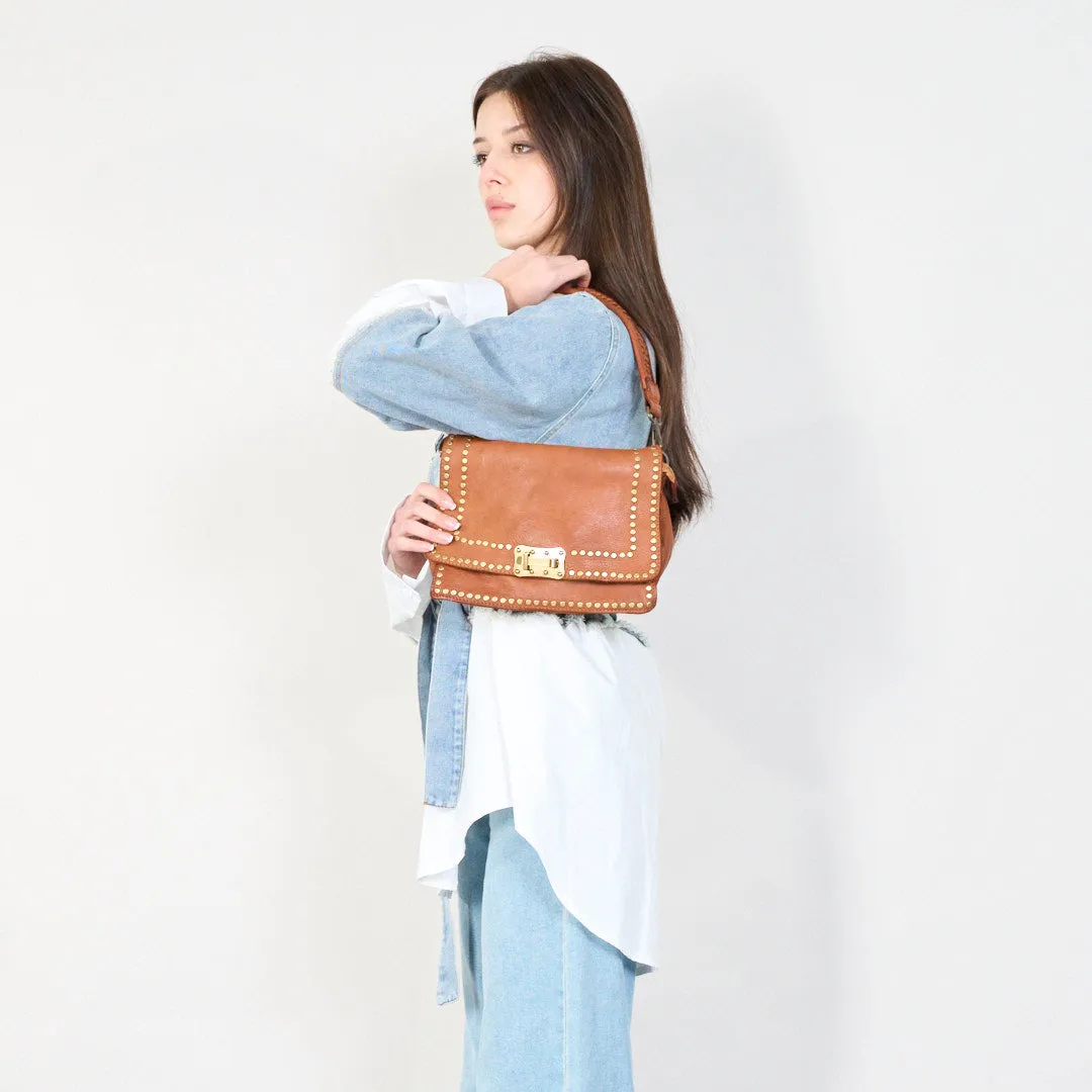 Studded leather crossbody messenger bag wholesale