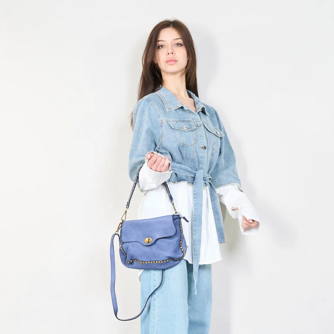 Studded leather crossbody messenger bag wholesale