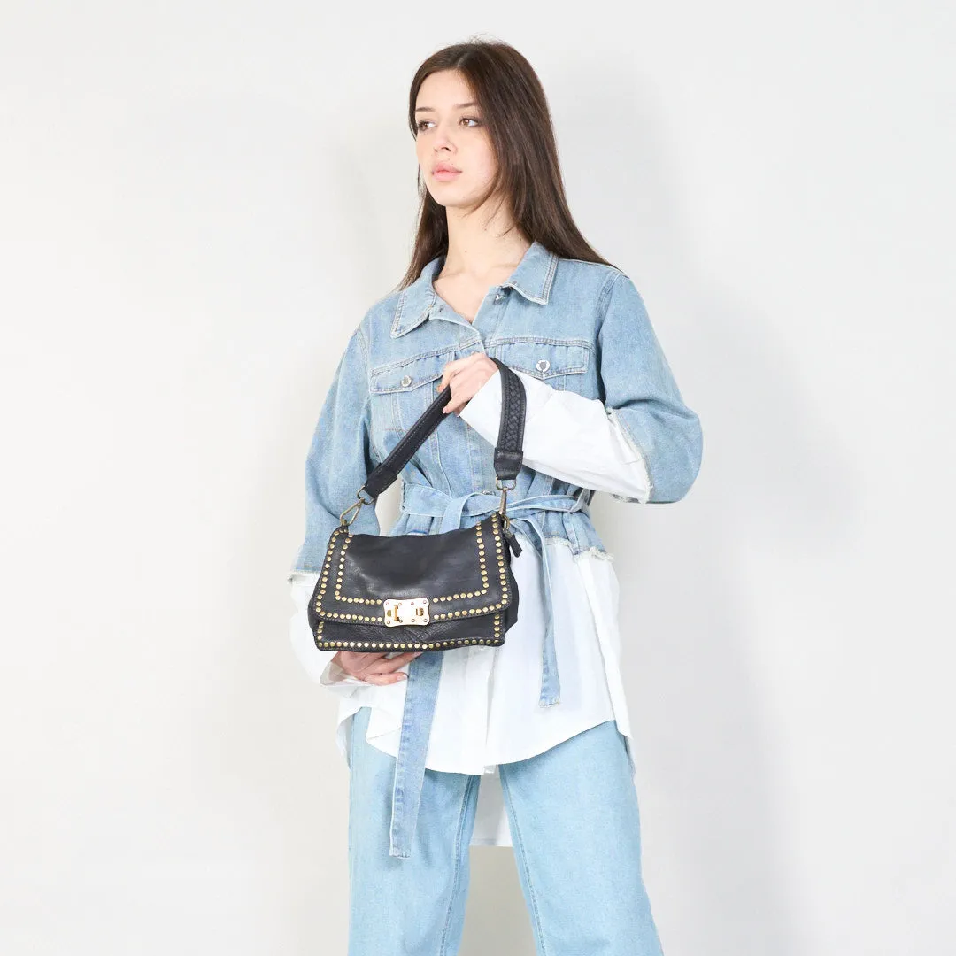 Studded leather crossbody messenger bag wholesale