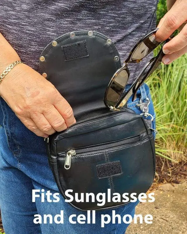 Versatile Hip Bags Leather Biker Belt Bag for Women: Black Studded Crossbody Purse -  Cow Black Studded Leather Bag - Women's Motorcycle Hip Bag - Bayfield Bags